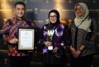 Foto Ist: Wakil Bupati Tangerang, Intan Nurul Hikmah, saat menerima penghargaan Pelopor Pendidikan Swasta Gratis Berkelanjutan dalam ajang Warta Kota Award 2026 di Gedung Menara Kompas, Jakarta Pusat.
