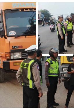 Polsek Pasar Kemis Tertibkan Truk Parkir di Bahu Jalan, Kapolsek Tegaskan Tak Ada Pembiaran
