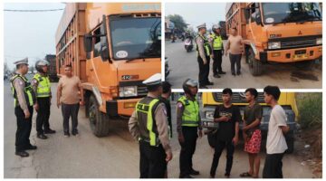 Polsek Pasar Kemis Tertibkan Truk Parkir di Bahu Jalan, Kapolsek Tegaskan Tak Ada Pembiaran